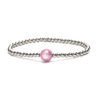 Bracciale LizzyMae in acciaio inossidabile - argento - rosa perla