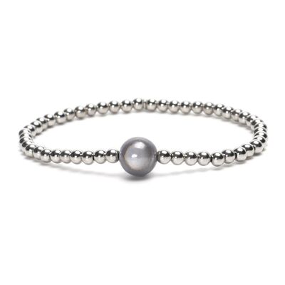 LizzyMae brassard acier inoxydable - argent - perle antraciet