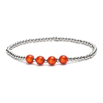 Bracciale LizzyMae in acciaio inossidabile - argento - 4x perle arancioni