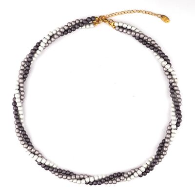 LizzyMae brazalete Galaxy Pearl - antraciet-grijs-offwhite