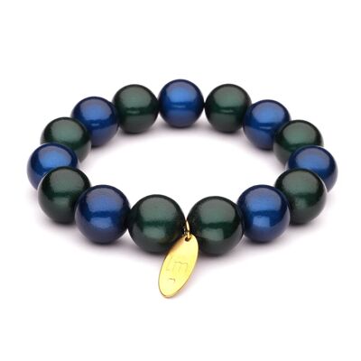 LizzyMae brazalete Galaxy Pearl - azul marino-donkergroen 14mm