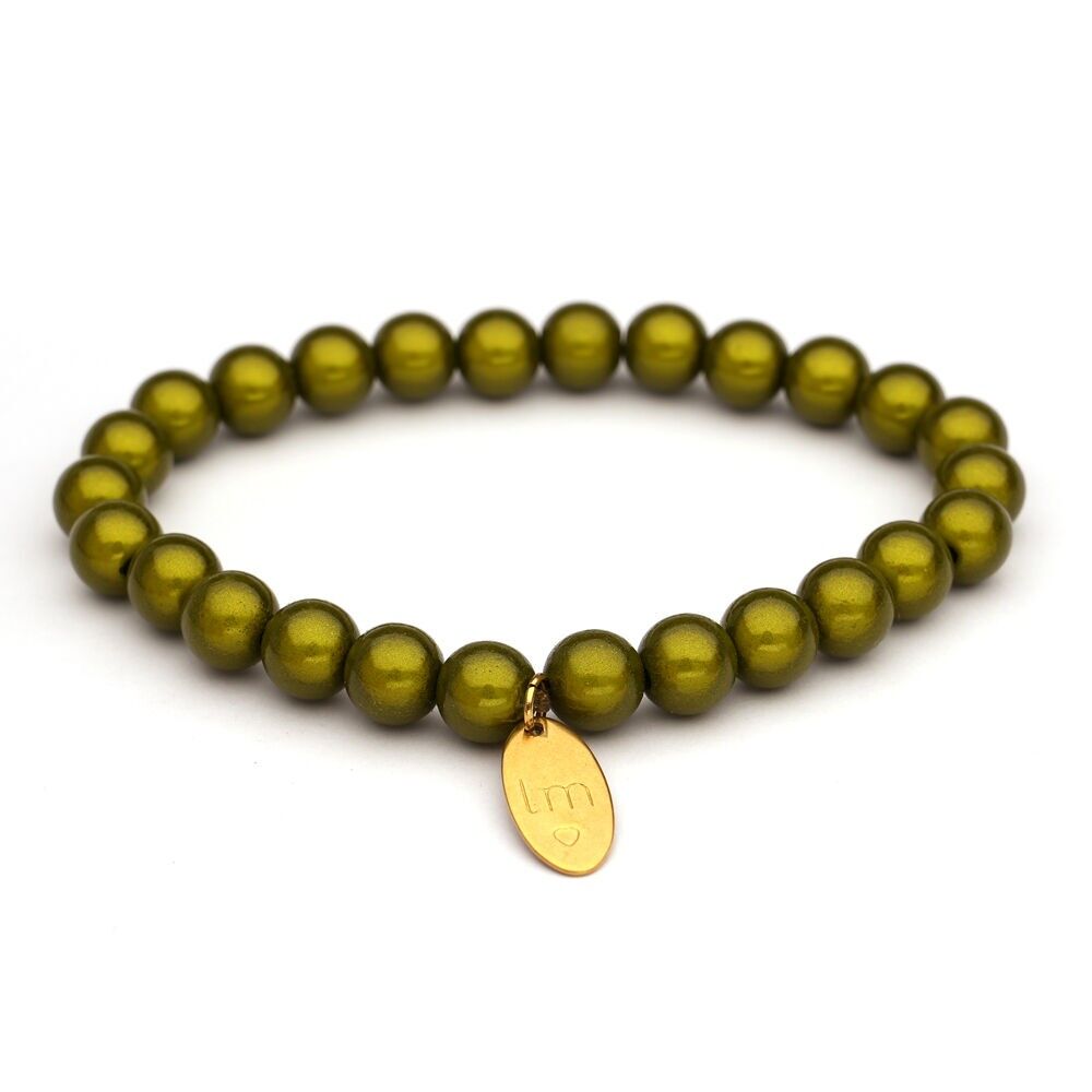 LizzyMae bracciale Galaxy Pearl - verde muschio 8mm