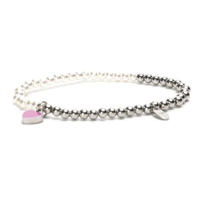 Bracciale LizzyMae in acciaio inossidabile - argento + bianco sporco + cervo lilla