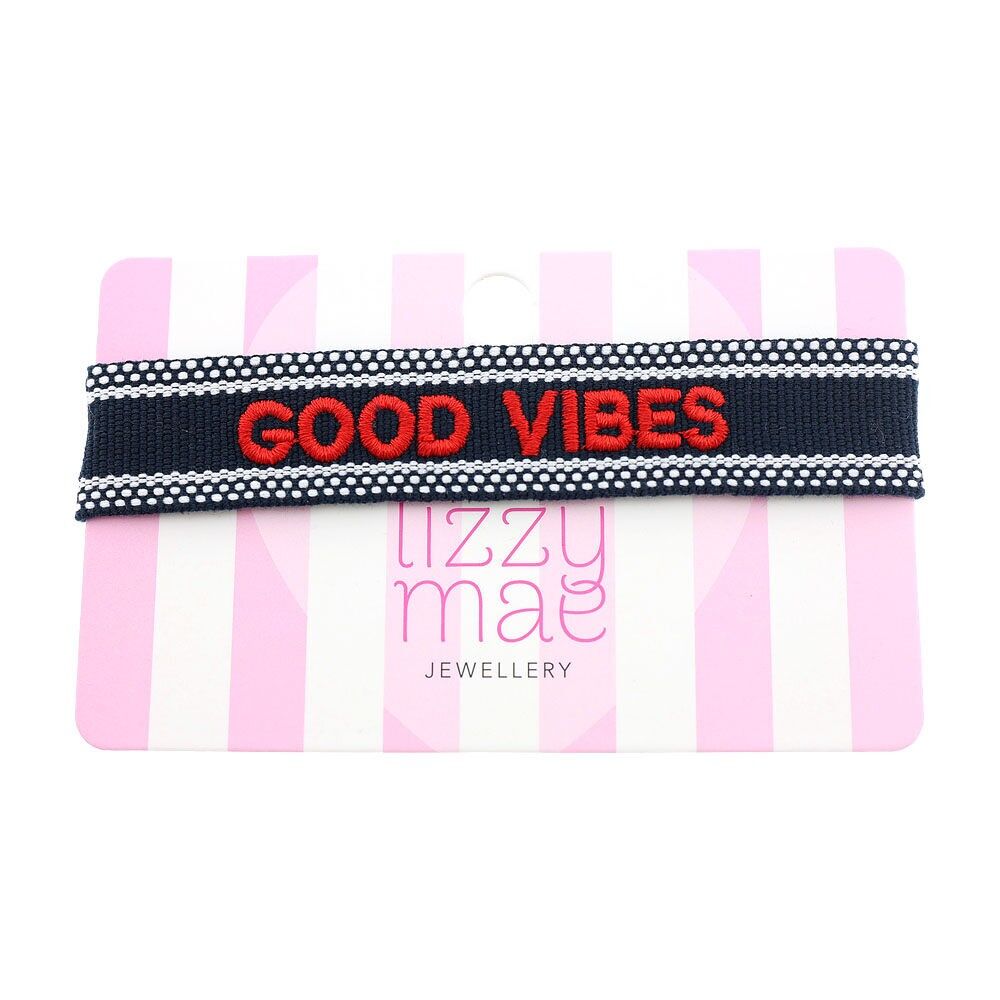 Bracciale statement Good vibes, blu navy