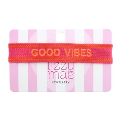 Pulsera de declaración Buenas vibraciones, rosa