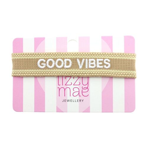 Statement bracelet Good vibes, beige