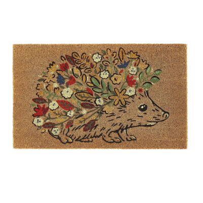 Paillasson imprimé hérisson floral en fibre de coco My Mat