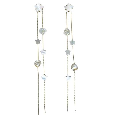 Boucles d'oreilles Cascade en perles et nacre