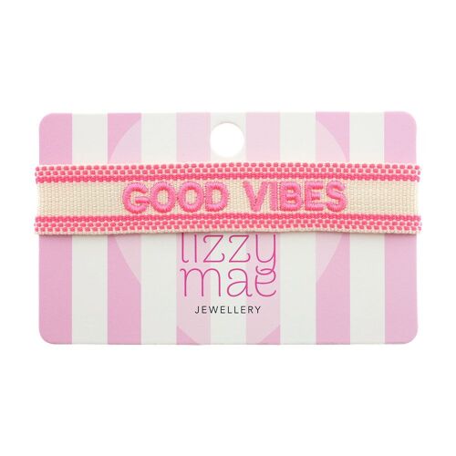 Statement bracelet Good Vibes, pink