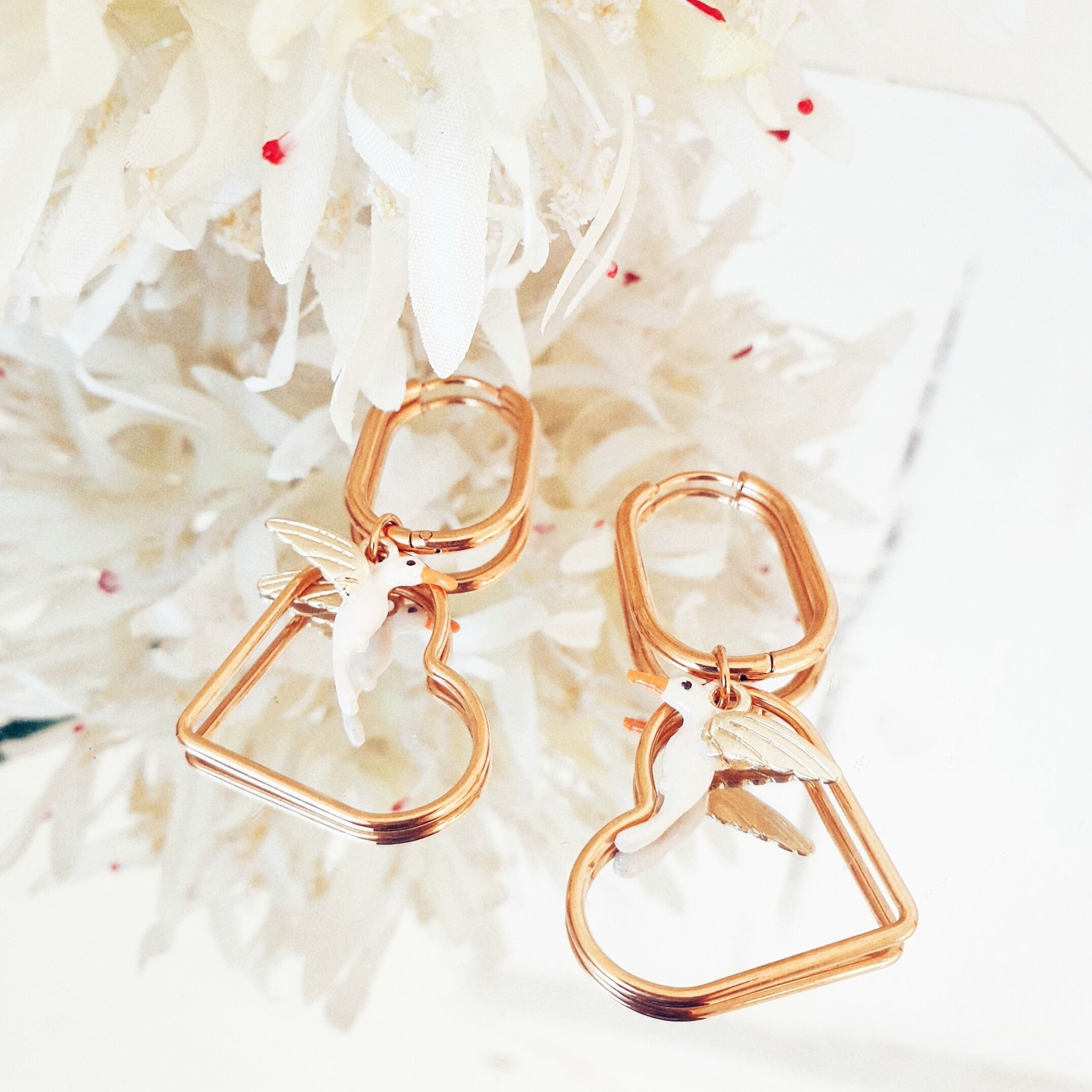 Octavienne earrings, stainless steel and enameled brass