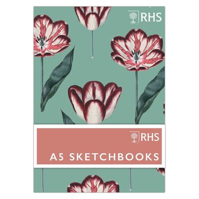 RHS A5 Sketchbooks, Pack of 3, Tulips, For Drawing, Sketching, Doodling, Writing And Scrapbook Designs, With Mixed Media, Pen, Ink, Painting And More, Art, Craft Supplies
