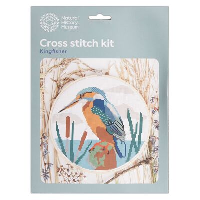 Kit de punto de cruz del Museo de Historia Natural NHM, diseño de martín pescador, kits de bordado de 14 cm para adultos, kits de punto de cruz para adultos principiantes, idea de regalo, con patrones de bordado, juego de bordado