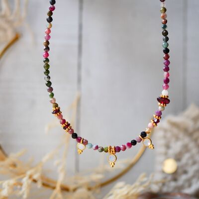 Collana SHUDDHI - Tormalina, Granato, Pietra di Luna - Purificazione e Passione