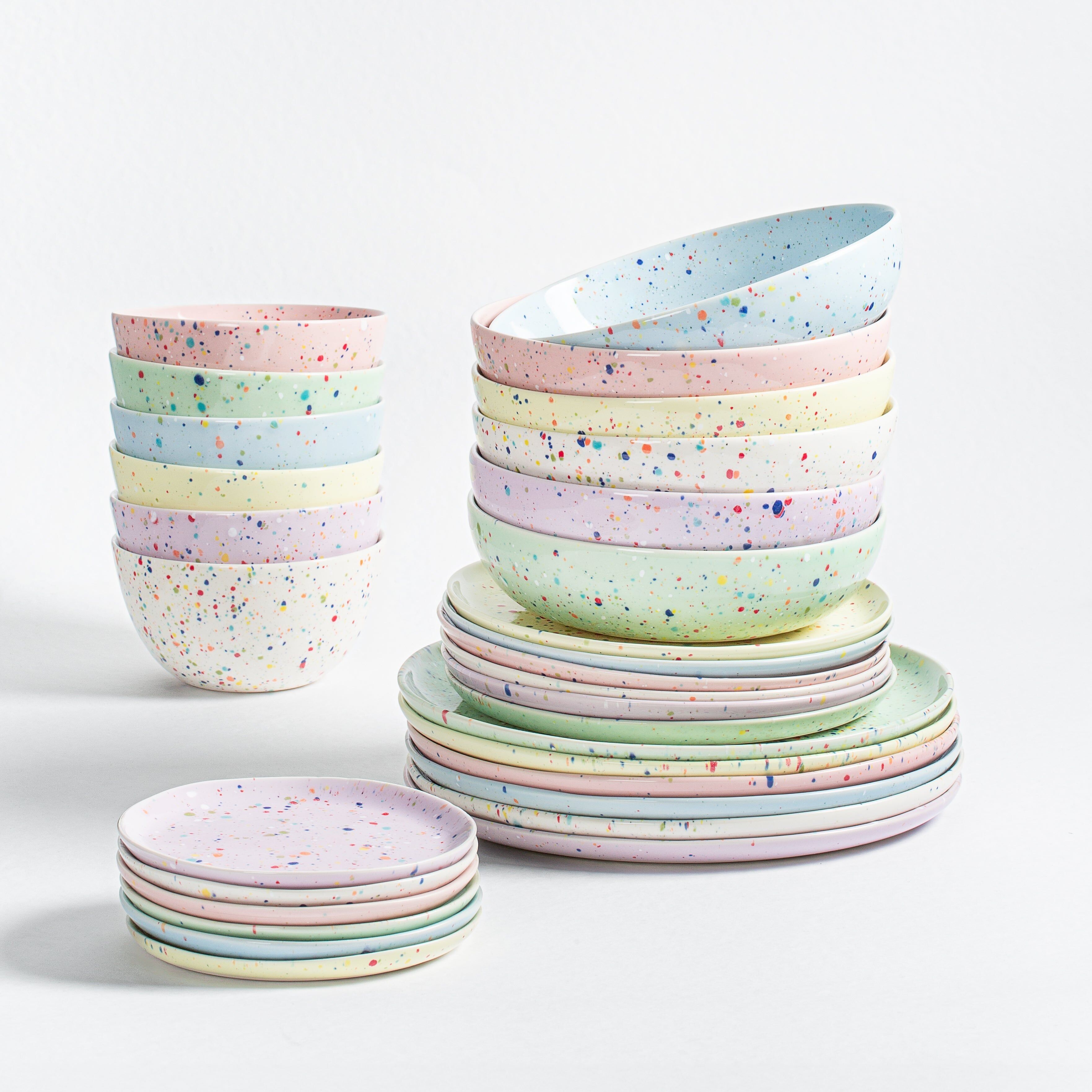 New Party Stoneware Set 30 Pieces Mix Color