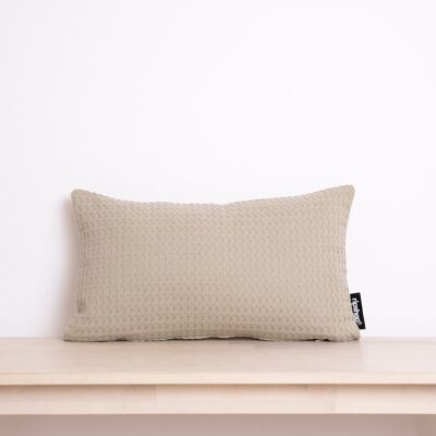 Housse de coussin gaufrée 100% coton Greige 30x50 cm