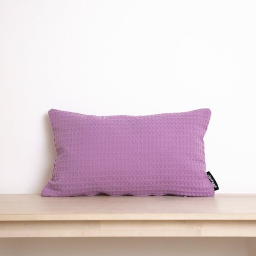 Funda de cojín Waffle 100% algodón Lila 30x50 cm