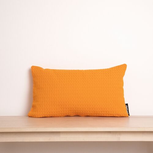 Funda de cojín Waffle 100% algodón Naranja Claro 30x50 cm