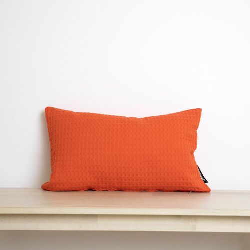Funda de cojín Waffle 100% algodón Naranja Oscuro 30x50 cm