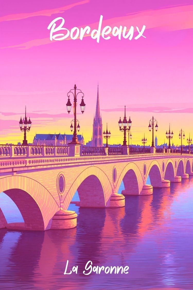 Bordeaux Sonnenuntergang Steinbrücke Poster