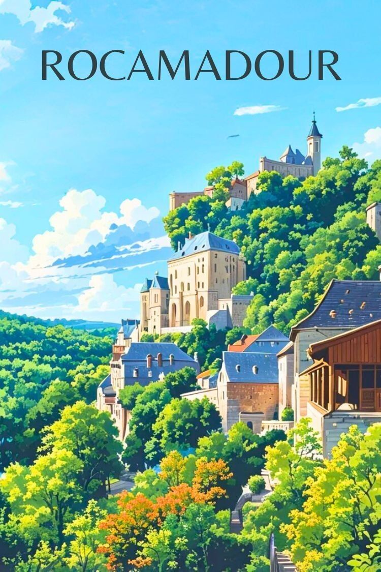 Poster Rocamadour - Villaggio di pellegrinaggio vintage