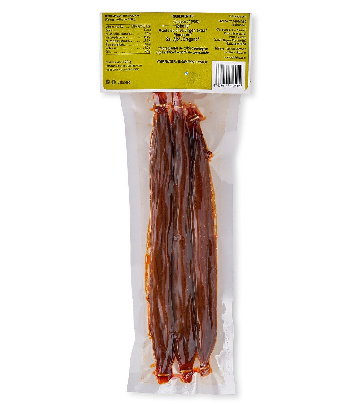 Chorizo vegano ecológico de calabaza