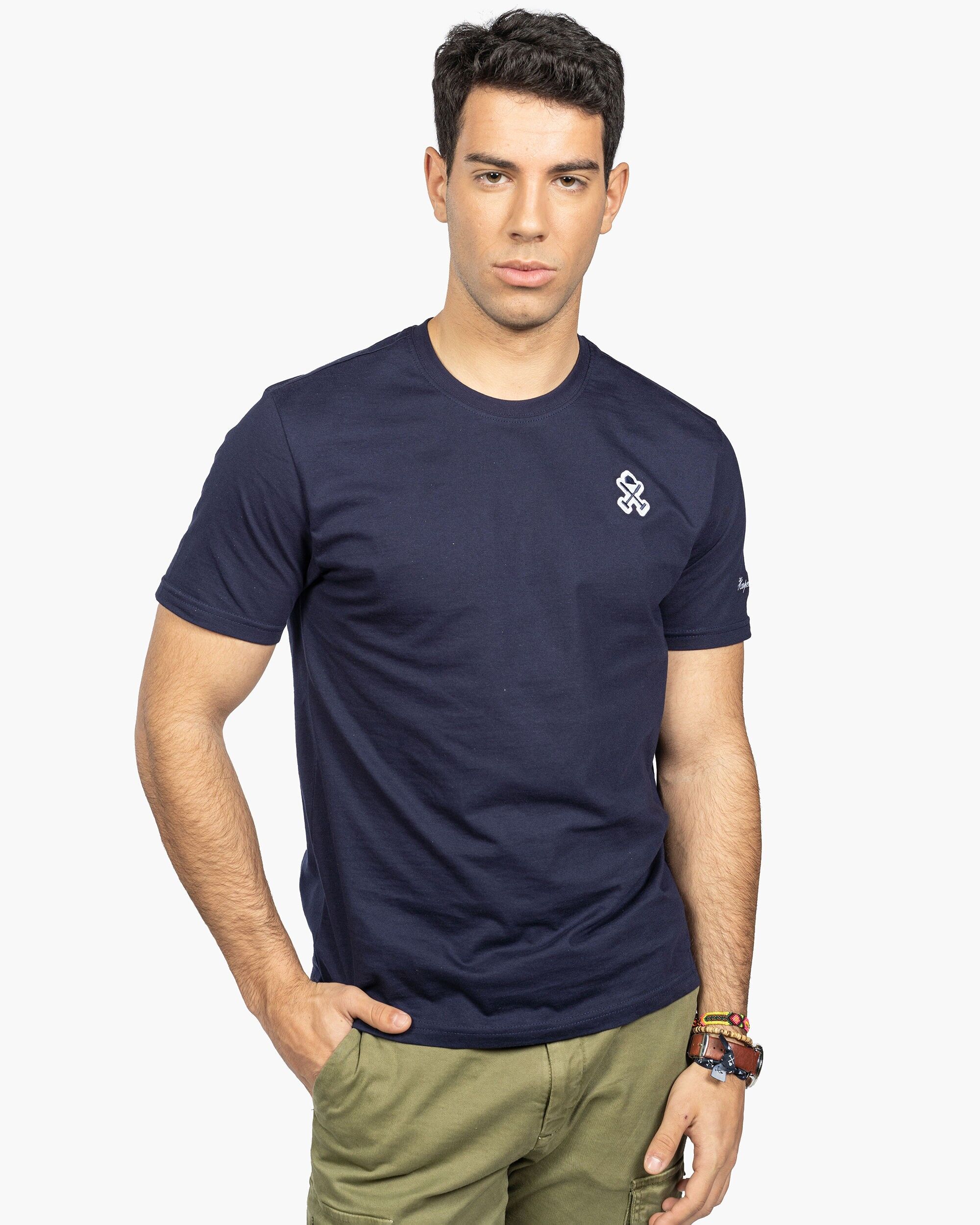 Men's 100% cotton T-shirt with ICON chest embroidery - 401323025