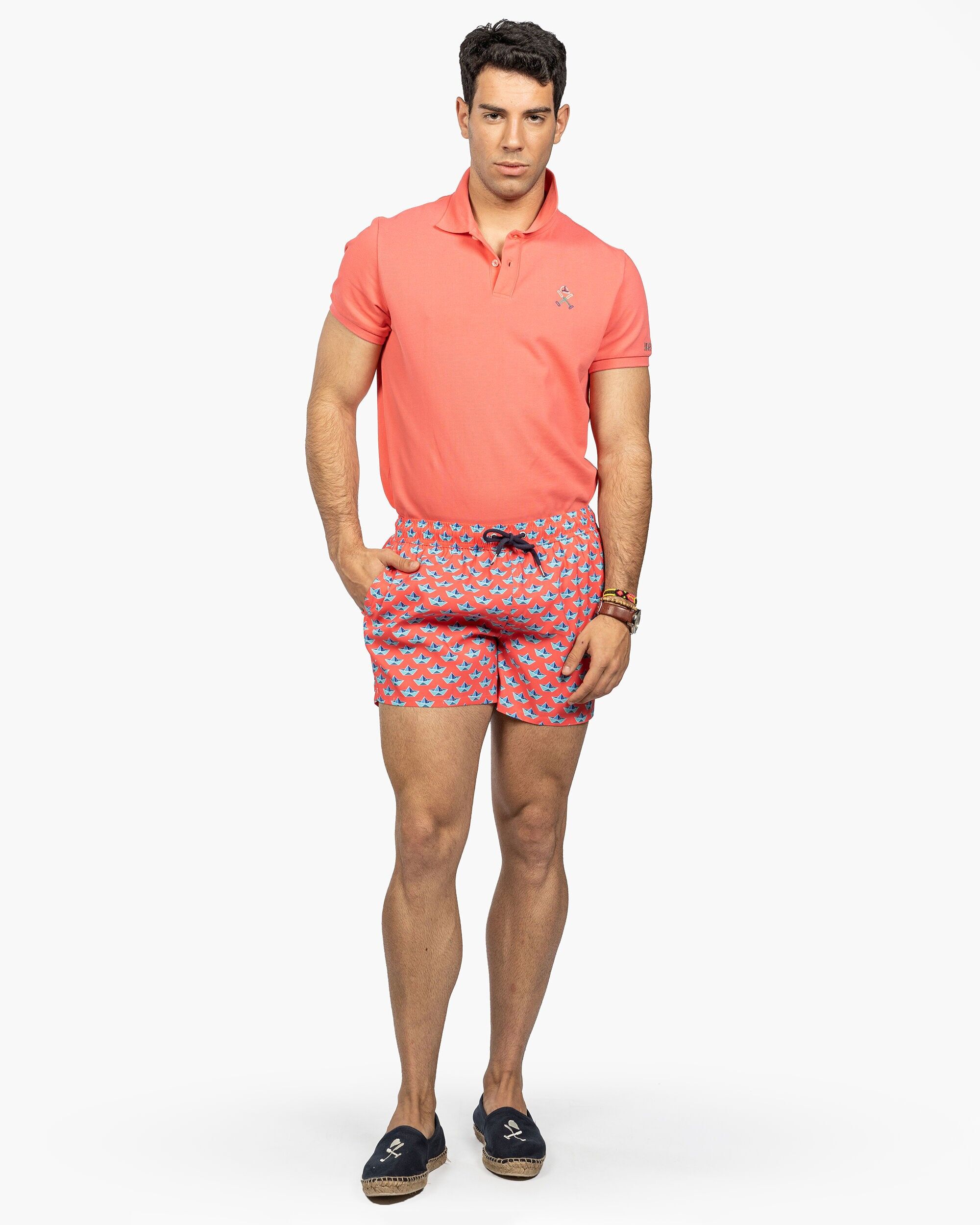 Costume da bagno corto da uomo con stampa PAPER BOAT - 909323006