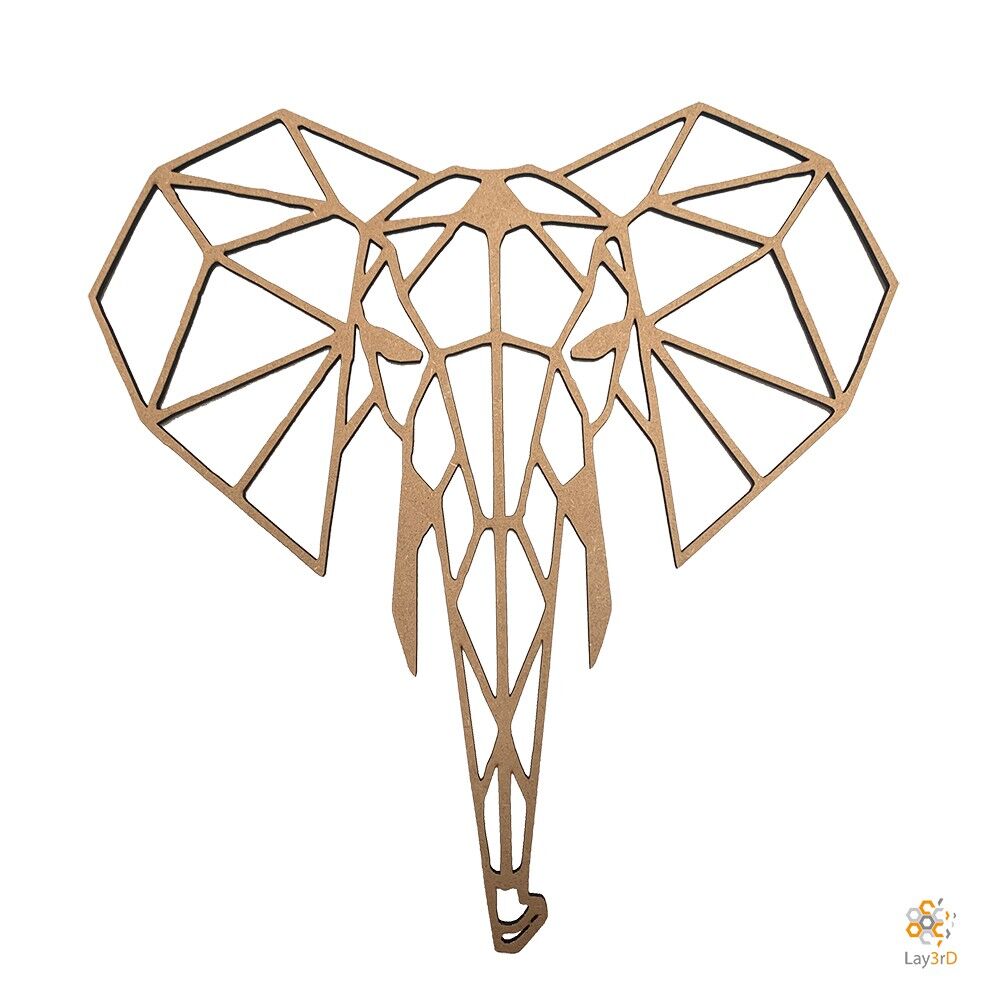 Lay3rD Lasercut - Decorazione da parete in legno - Elefante - Geometrico - Mini-MDFMini-Elefante