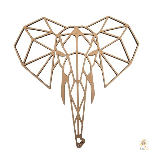 Lay3rD Lasercut - Houten Wanddecoratie - Olifant - Geometrisch - Medium-MDFMedium-Olifant