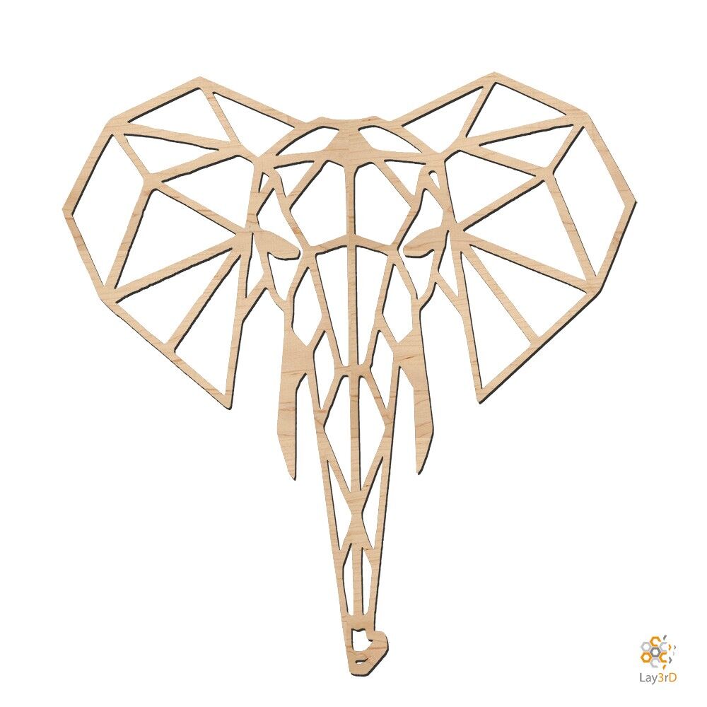 Lay3rD Lasercut - Decorazione da parete in legno - Elefante - Geometrico - Mini BirchMini Elephant