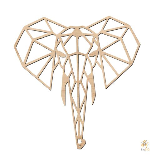 Lay3rD Lasercut - Houten Wanddecoratie - Olifant - Geometrisch - Mini-BerkMini-Olifant