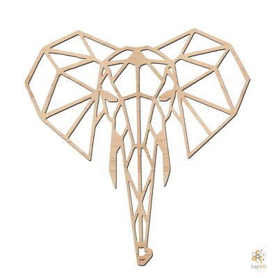 Lay3rD Lasercut - Holzwanddekoration - Elefant - Geometrisch - Mini BirkeMini Elefant