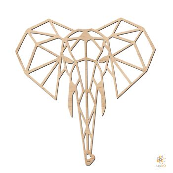 Lay3rD Lasercut - Décoration murale en bois - Éléphant - Géométrique - Medium-BirchMedium-Elephant