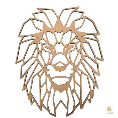 Lay3rD Lasercut - Decorazione da parete in legno - Leone - Geometrico - Medio-MDFMedium-Lion