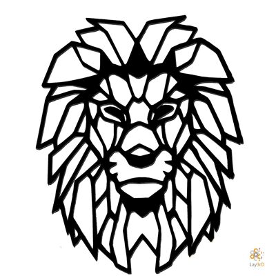 Lay3rD Lasercut - Wooden Wall Decoration - Lion - Geometric - Medium-BlackMedium-Lion