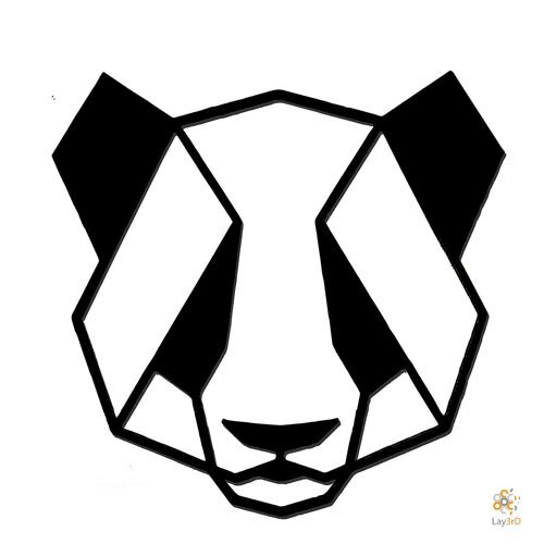 Lay3rD Lasercut - Houten Wanddecoratie - Panda - Geometrisch - Maxi-ZwartMaxi-Panda