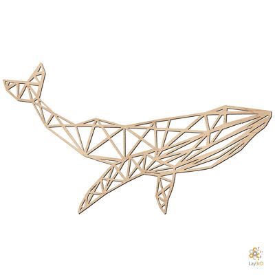 Lay3rD Lasercut - Wooden Wall Decoration - Whale - Geometric - Mini BirchMini Whale