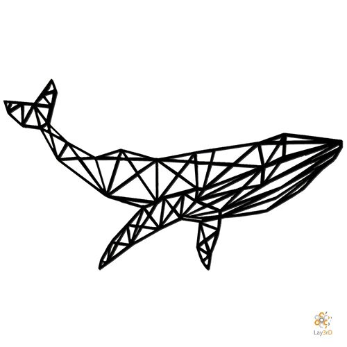 Lay3rD Lasercut - Houten Wanddecoratie - Walvis - Geometrisch - Maxi-ZwartMaxi-Walvis