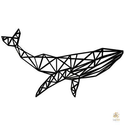 Lay3rD Lasercut - Wooden Wall Decoration - Whale - Geometric - Maxi-BlackMaxi-Whale