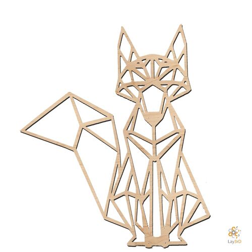 Lay3rD Lasercut - Houten Wanddecoratie - Vos - Geometrisch - Medium-BerkMedium-Vos