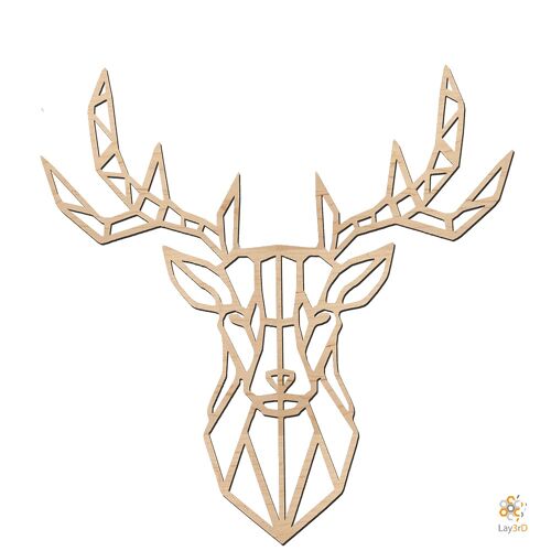 Lay3rD Lasercut - Houten Wanddecoratie - Hert- Geometrisch - Medium-BerkMedium-Hert