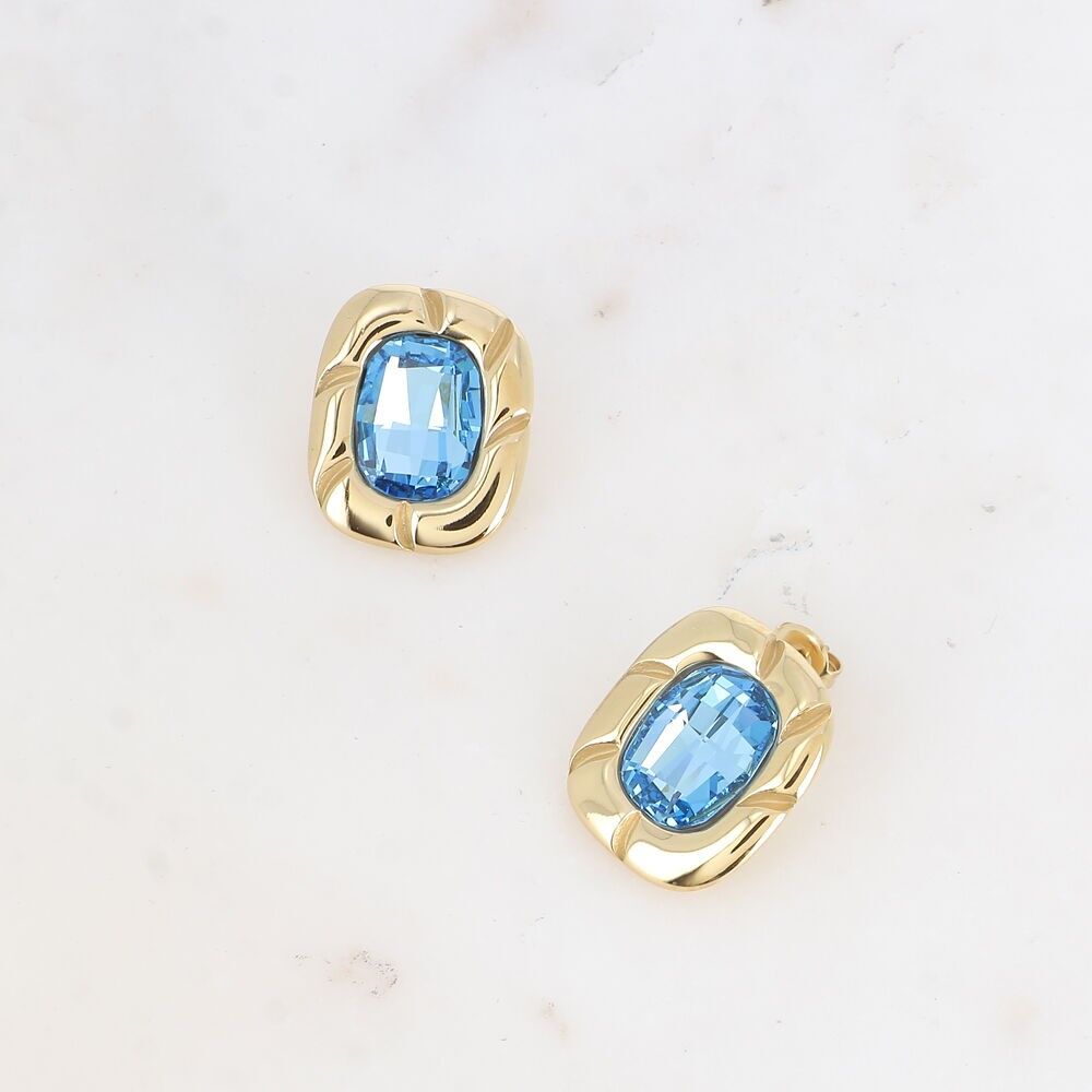 Ohrstecker - geripptes Stück, verziert mit 10x14mm Swarovski® Kristallen