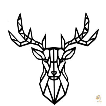 Lay3rD Lasercut - Décoration murale en bois - Cerf - Géométrique - Maxi-BlackMaxi-Deer