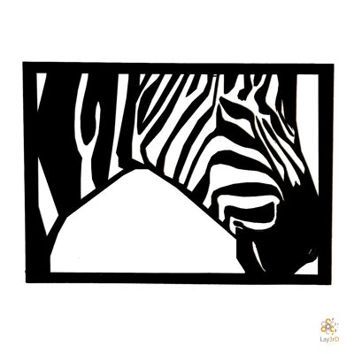 Lay3rD Lasercut - Decorazione da parete in legno - Zebra - Geometrico - Medio-NeroMedio-Zebra