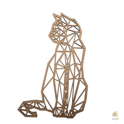 Lay3rD Lasercut - Décoration murale en bois - Chat - Géométrique - Medium-MDFMedium-Kat