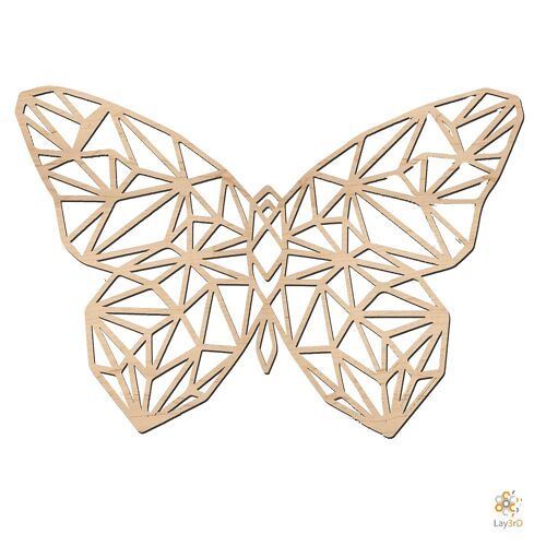 Lay3rD Lasercut - Houten Wanddecoratie - Vlinder- Geometrisch - Medium-BerkMedium-Vlinder