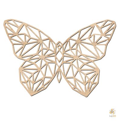 Lay3rD Lasercut - Wooden Wall Decoration - Butterfly- Geometric - Medium-BirchMedium-Butterfly