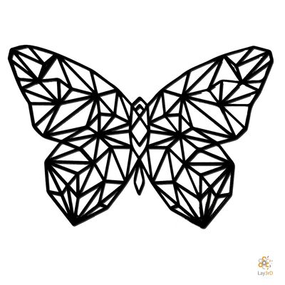 Lay3rD Lasercut - Wooden Wall Decoration - Butterfly - Geometric - Medium-BlackMedium-Butterfly