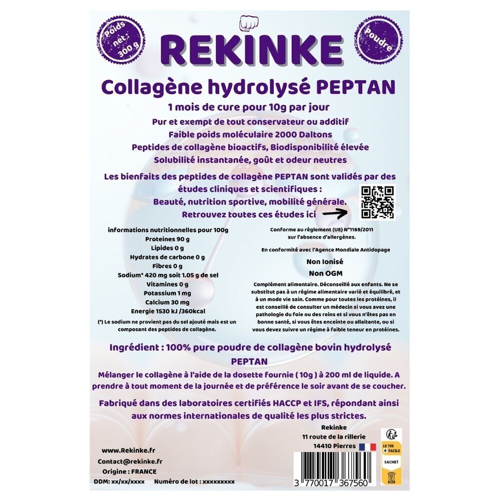 Hydrolyzed collagen PEPTAN 300g doypack one-month course REKINKE