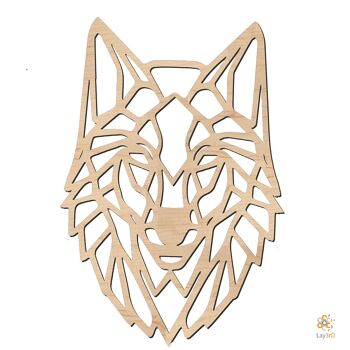 Lay3rD Lasercut - Décoration murale en bois - Loup - Géométrique - Medium-BirchMedium-Wolf